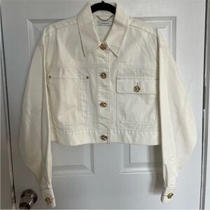 Zimmerman Cream Cropped Denim Jacket